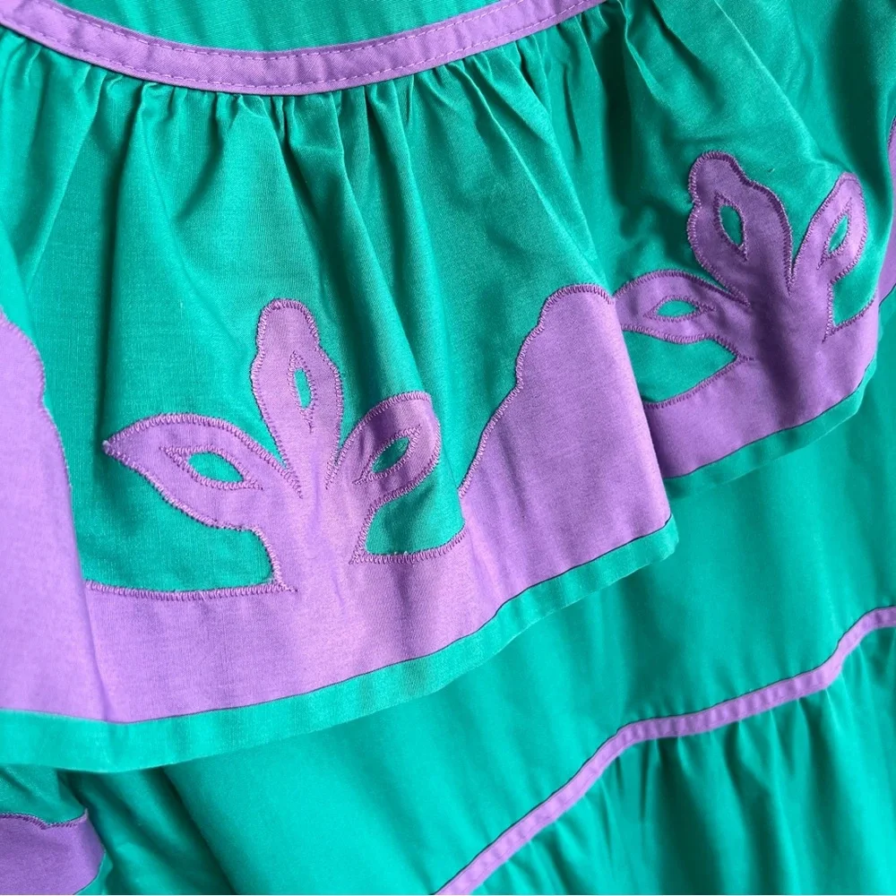 Vintage Bevlin Hawaiian Muumuu Dress Ruffle Mermaid Appliqué Medium - Picture 6 of 7